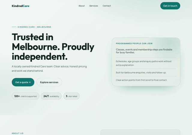 Preview of the agedcare website template