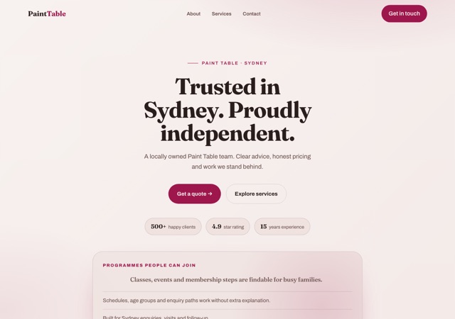 Preview of the art-workshop website template