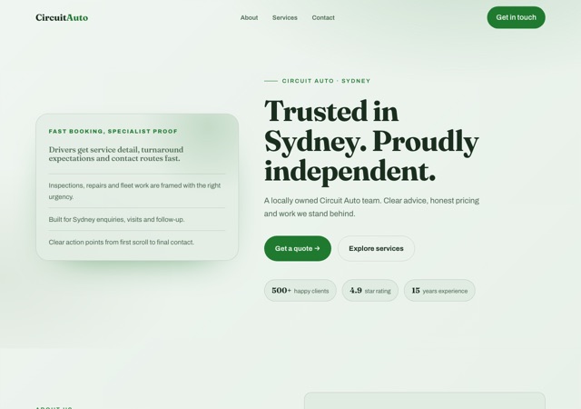 Preview of the auto-electrician website template