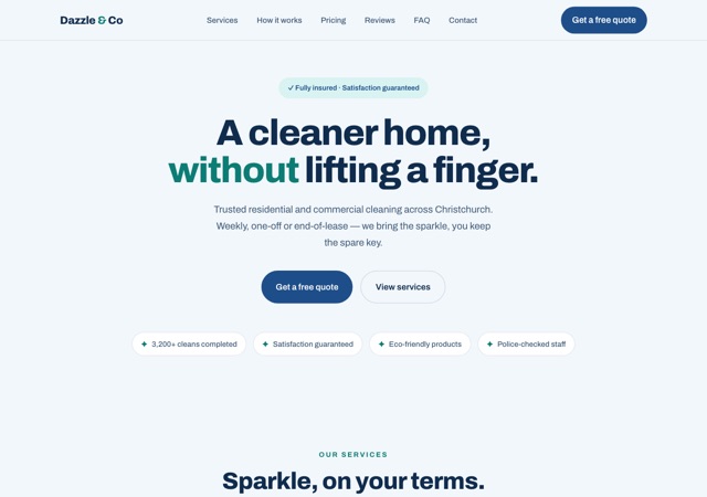 Preview of the cleaning website template