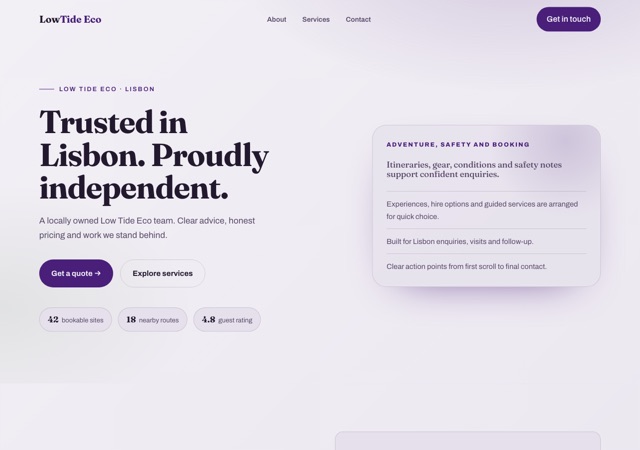 Preview of the eco-tour-operator website template
