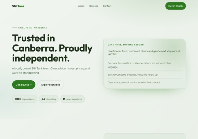 Preview of the float-therapy website template