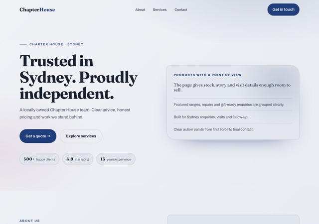 Preview of the independent-bookshop website template