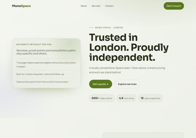 Preview of the interior website template