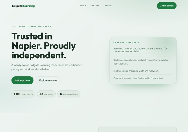 Preview of the kennels website template