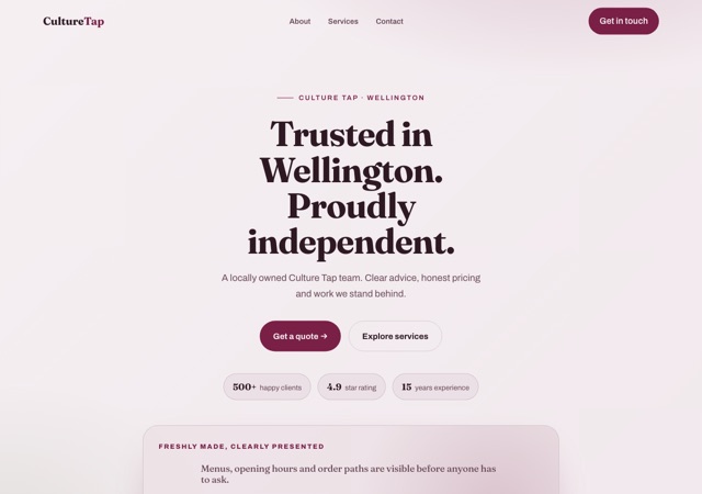 Preview of the kombucha-taproom website template