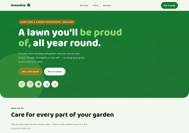 Preview of the lawncare website template
