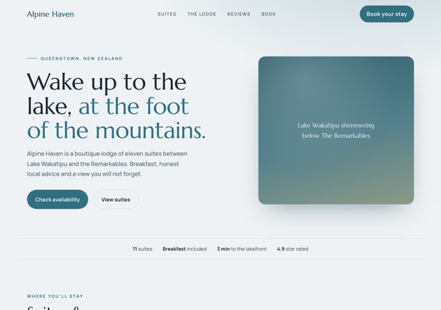 Preview of the lodge website template