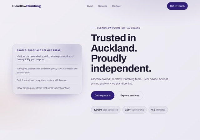 Preview of the plumber website template