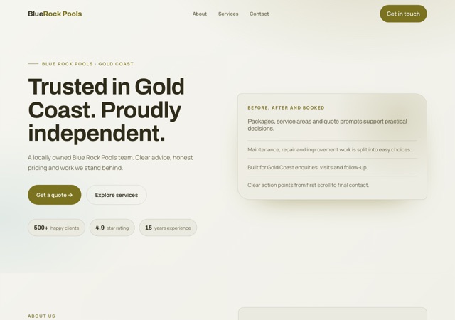 Preview of the pools website template