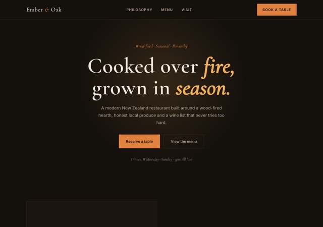 Preview of the restaurant website template