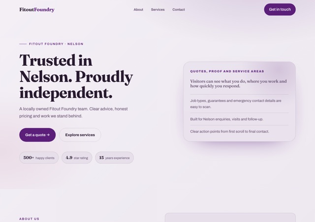 Preview of the shopfitter website template