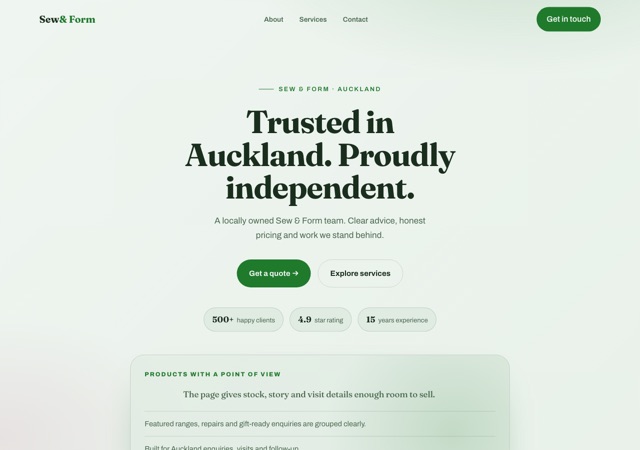 Preview of the tailor website template