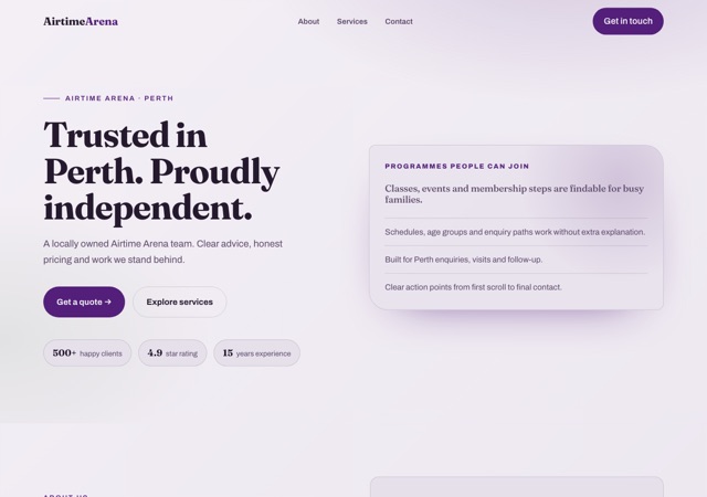 Preview of the trampoline website template