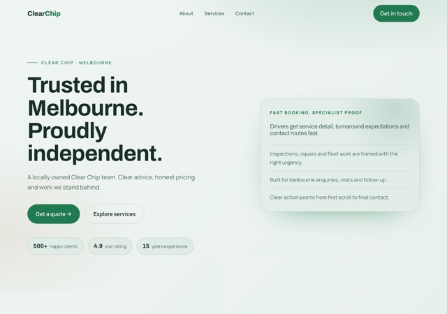 Preview of the windscreen-repair website template