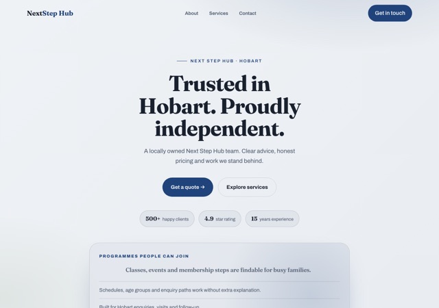 Preview of the youth-service website template